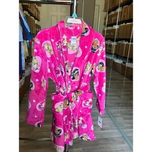 Disney Princess Girl's Fleece Pink Heart Character Bathrobe Size 8